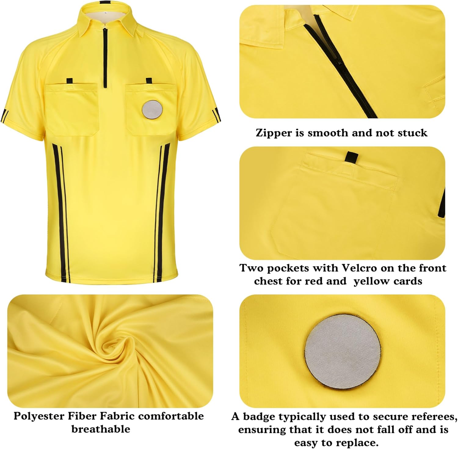 7 Pcs Soccer Referee Kit Costume Men Referee Shirt Shorts Soccer Ref Referee Cards Whistle Socks Flags Wristband