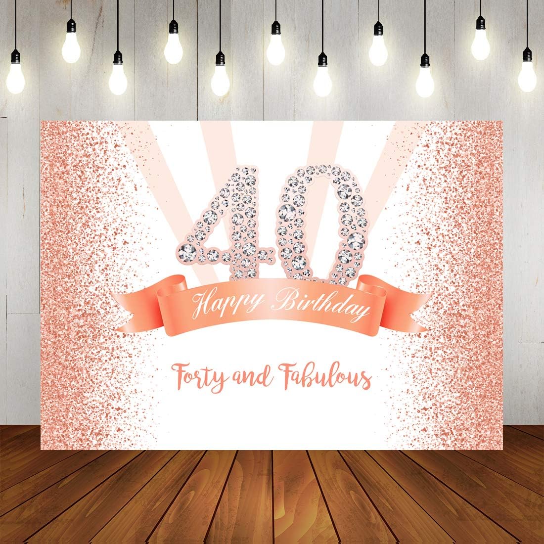 DORCEV 6x4ft Happy 40th Birthday Backdrop for Happy Forty Years Old Age Birthday