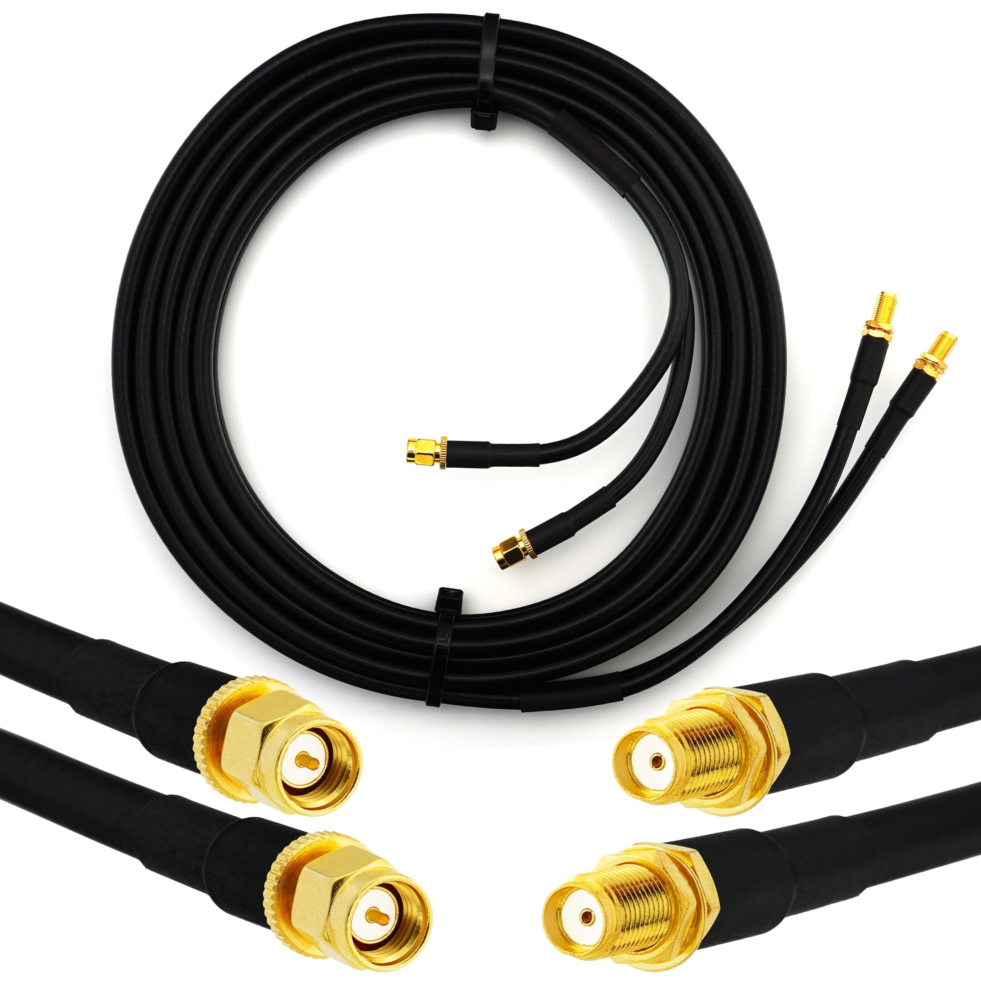 2m SMA Maschio a SMA Femmina Cavo Coassiale Doppio — Twin HF-240 (equivalente a LMR 240) prolunga per LTE Antenna esterna 4G 5G 6G Modem Amplificatore GSM Router WIFI Ripetitore cellulare