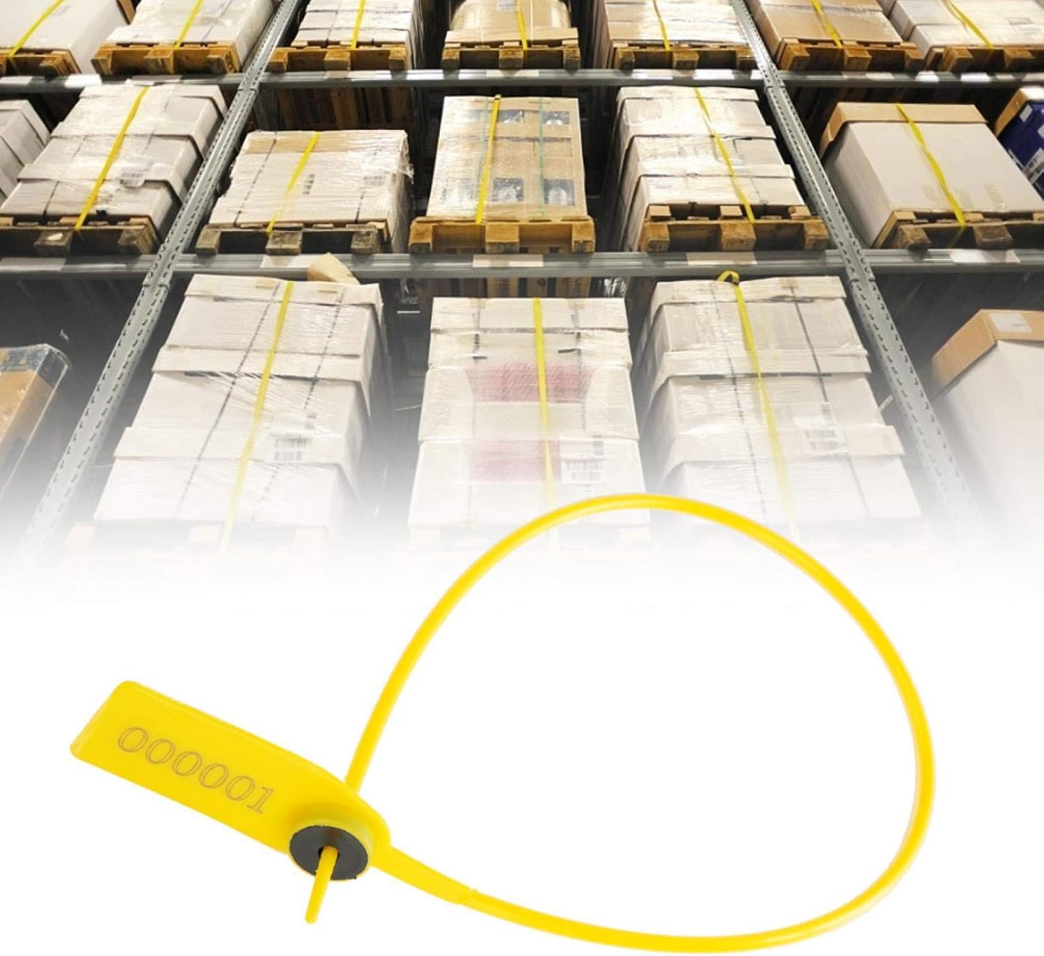 Lot de 100 étiquettes de joint en plastique jaune pour camion de transport, étiquette de sécurité en plastique, étiquette de 40 cm, attaches de câble avec numéro