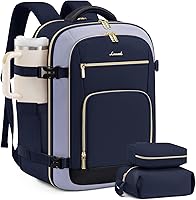 Vista 34 de LOVEVOOK Mochila de viaje para mujer y hombre, Beige, Mochilas de viaje