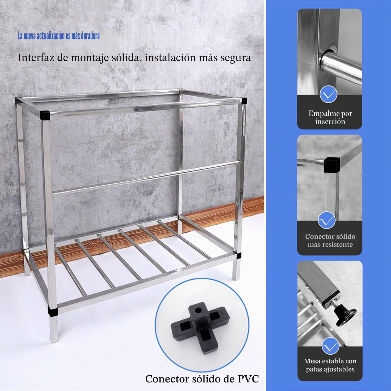 Fregadero de Acero Inoxidable de Un Seno Con Grifo y Escurridor - Pie Libre Para Garaje, Restaurante, Cocina, Cuarto de Lavado, Interior y Exterior (C)