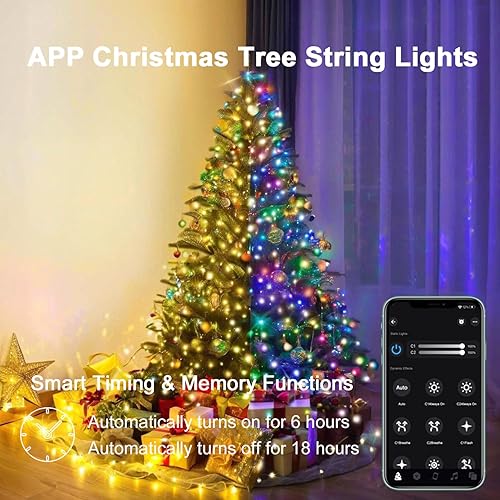 Miniatura 2 de Luces LED para árbol de Navidad con control de aplicación, cascada de luces multicolor, control remoto para teléfono inteligente