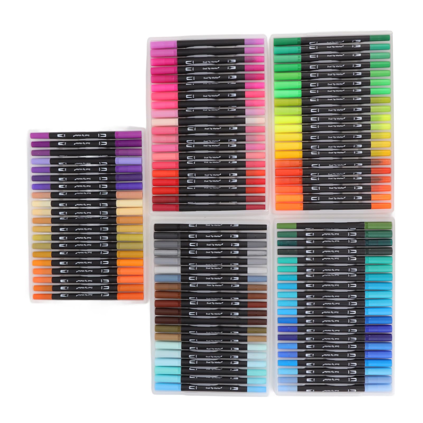 Set Pennarelli Doppia Punta, Pennarelli Lavabili da 100 Colori, Pennarelli Coloranti Doppia Punta con Pennino Flessibile per Disegnare e Prendere Appunti, Include Trasparente