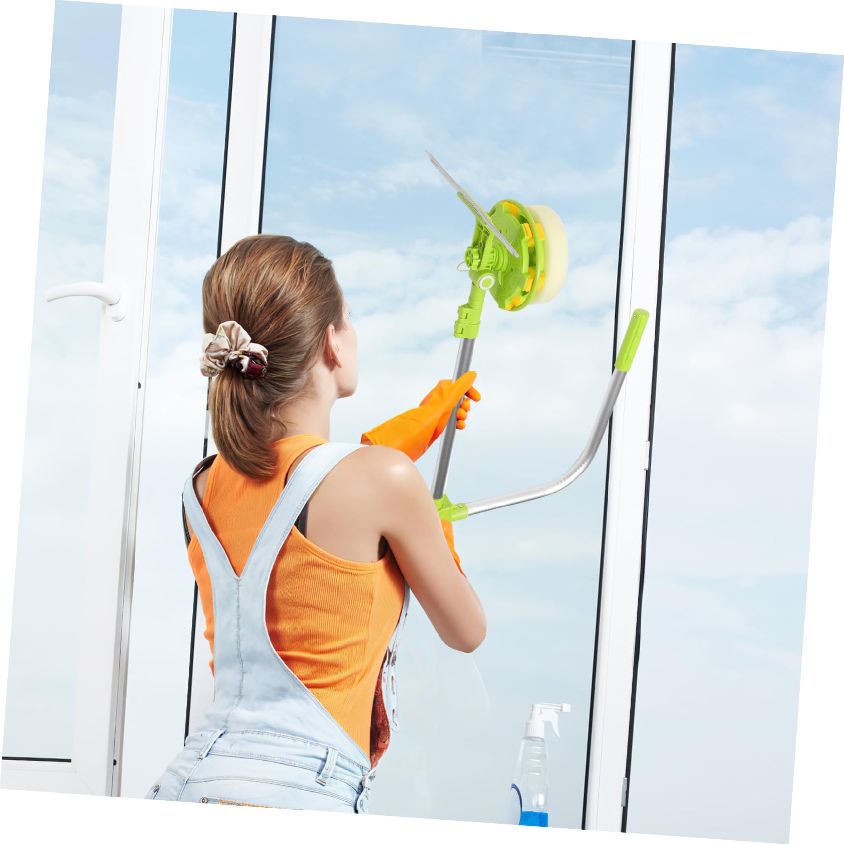 SOIMISS Kit de Limpieza de Ventanas con Limpiacristales Telescópico Giratorio Limpiador para Interiores y Exteriores Herramienta para y Ventanas Altas