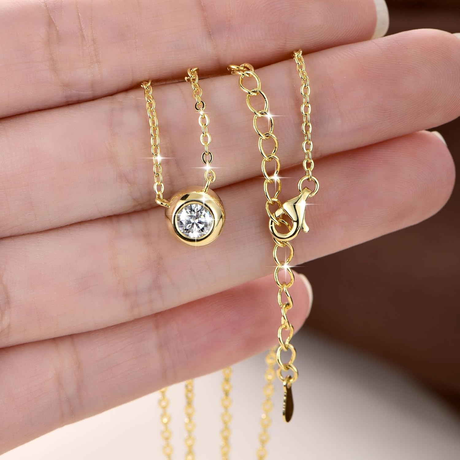 0.5CT Moissanite Bubble-shaped Pendant Necklace, 5mm D Color VVS1 Moissanite 14K Gold Filled Bubble Pendant for Women Birthday Jewelry Gifts
