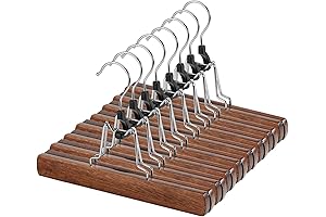 Walnut Wooden Pants Hangers with Clips