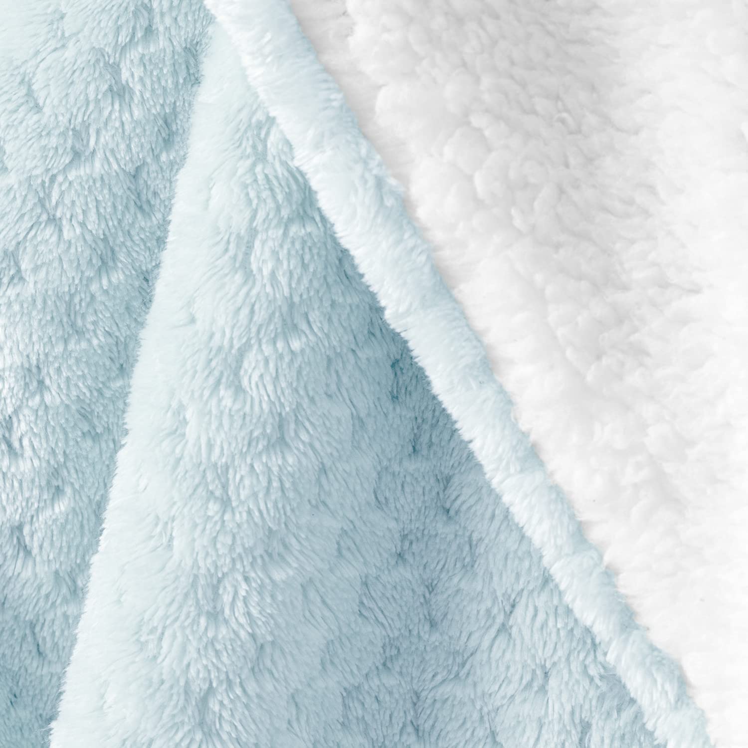 AmeliaHome Sheepy - Manta (170 x 210 cm), diseño de Piel de Cordero, Color Azul Claro