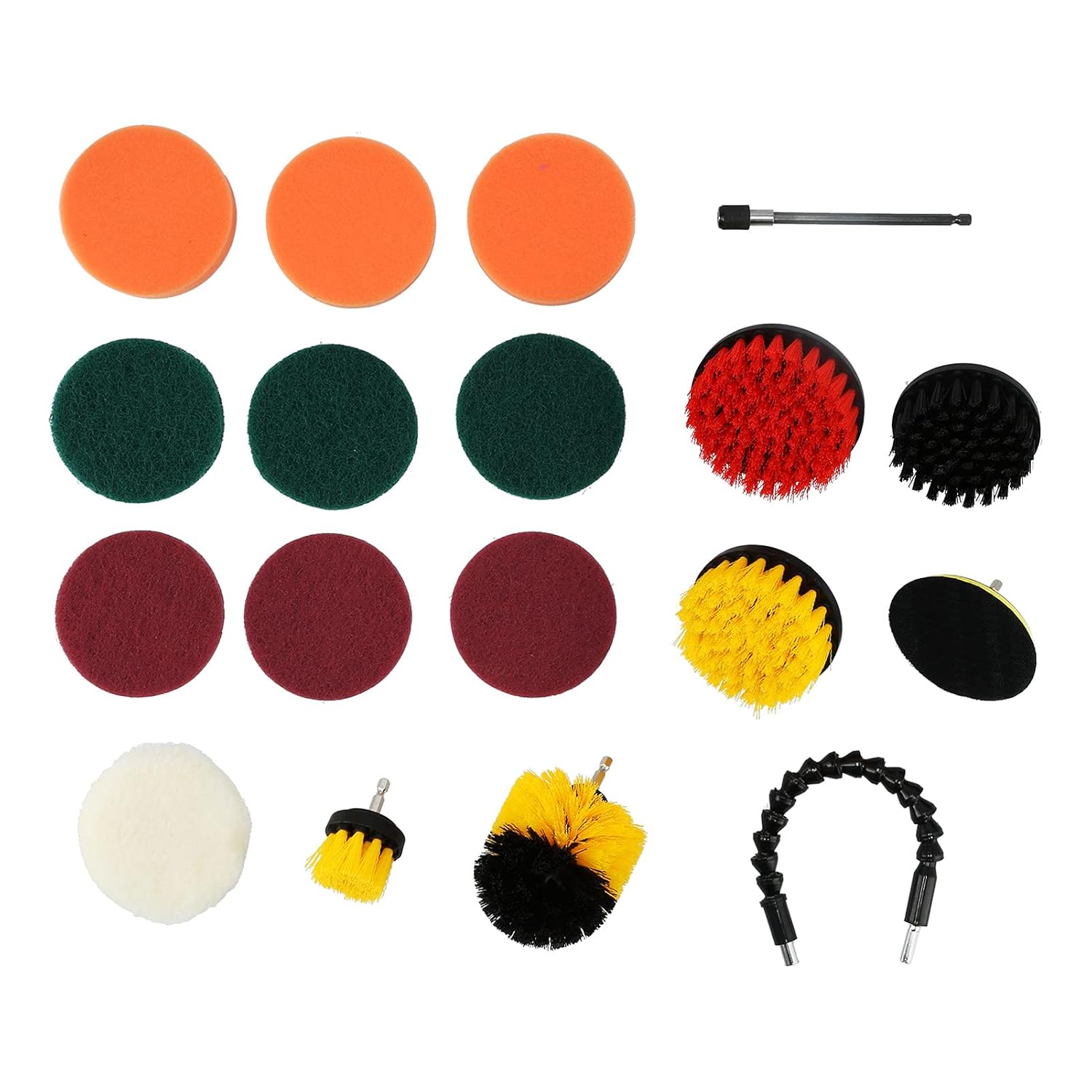 19PCS Drill Brushes Electric Scrubber Kit for Car Bathroom Multi Purpose Tools with Polishing Pads