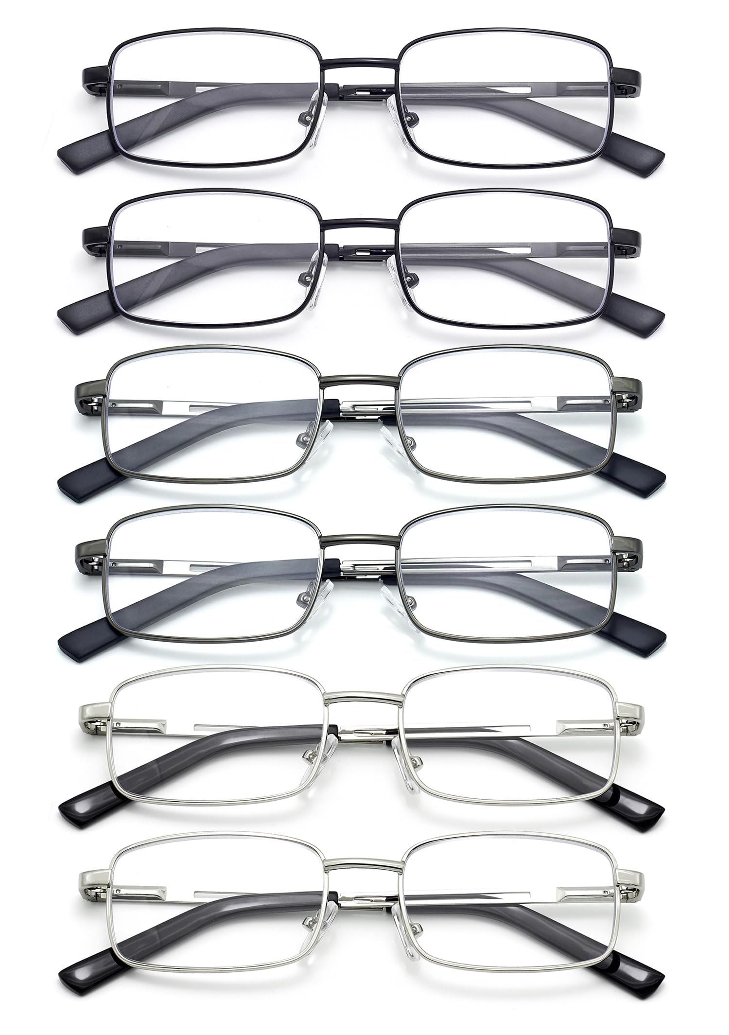 HIGHLIKE Lunettes de lecture pour homme en métal souple avec verres transparents, lumière bleue