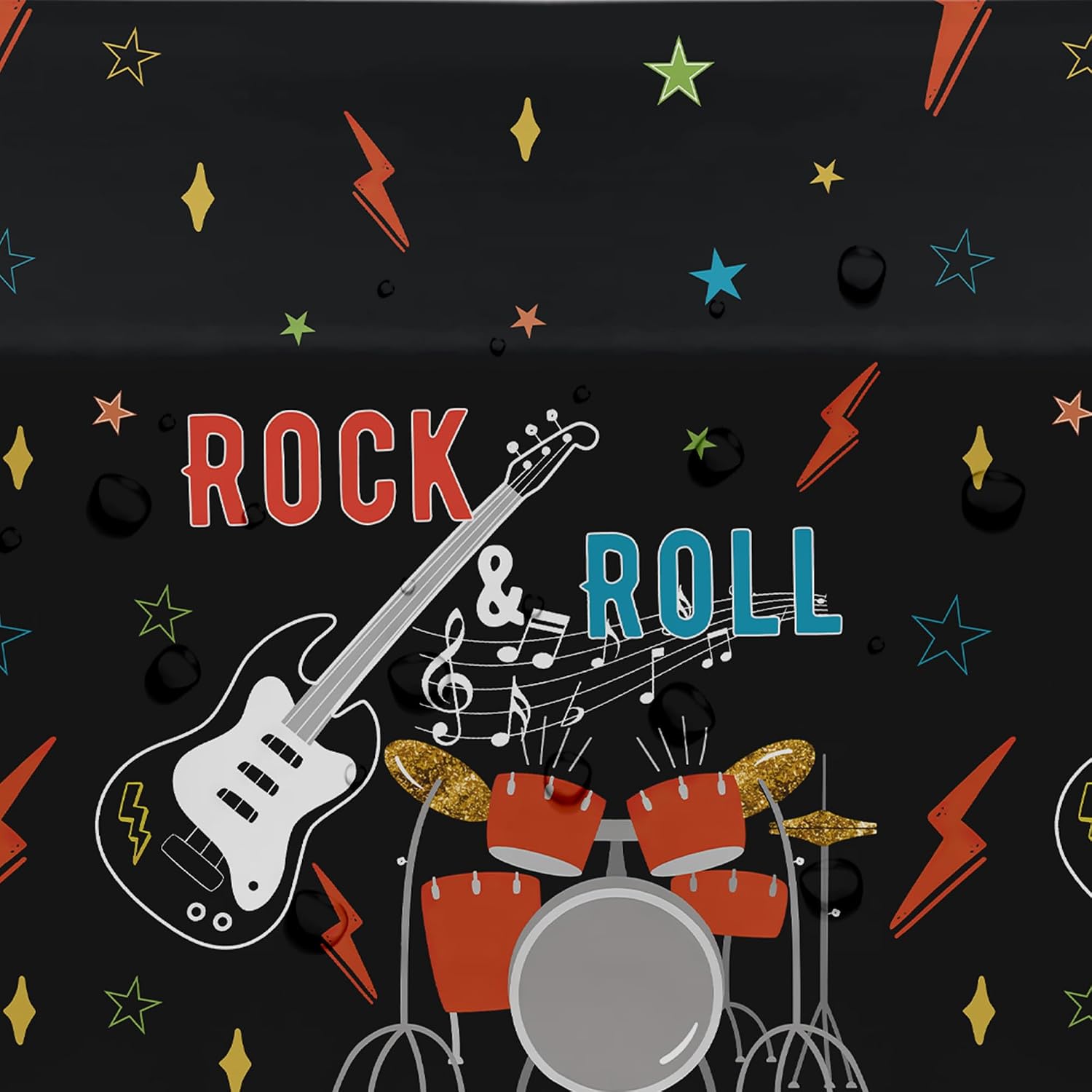 Rock and Roll Party Decorations Tablecloth, 3pcs Disposable Rockstar Music Guitar Theme Rock n Roll Party Supplies Tablecover for Birthday Baby Shower, 86in x 55in