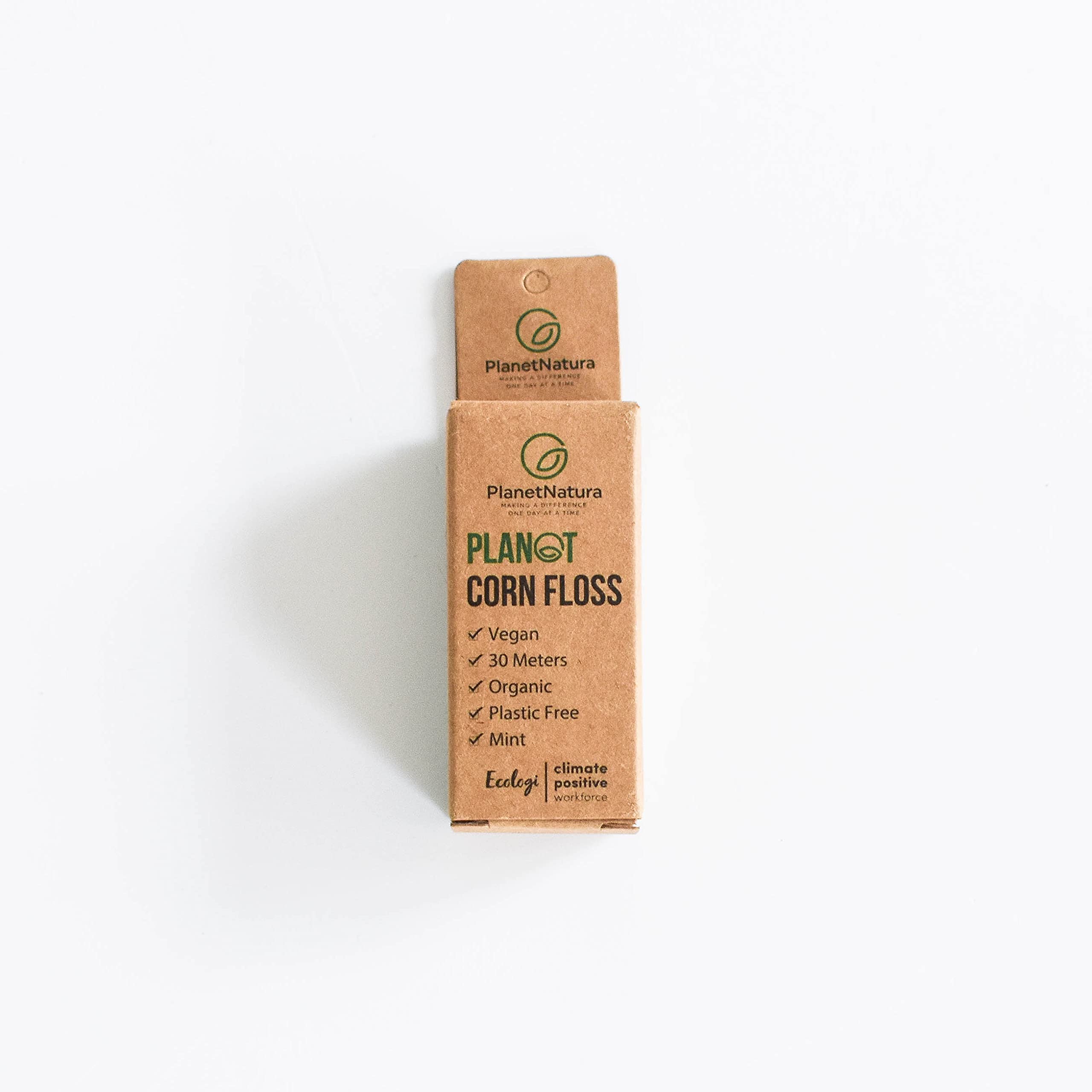 PlanetNatura Dental Floss – 30m Vegan Dental Floss with Refillable Glass Container – Plant-Based Corn Teeth Cleaning Floss – Biodegradable and Eco-Friendly – Organic No-Plastic Floss with Mint Flavour
