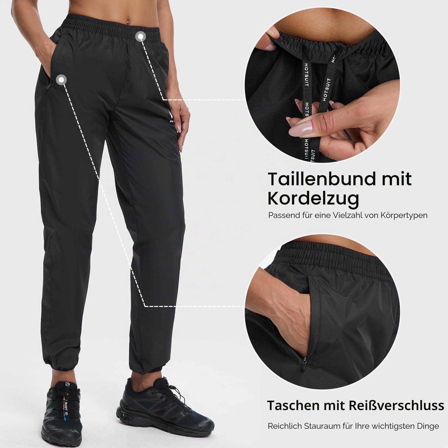 HOTSUIT Schwitzjacke/Schwitzanzug Damen Sauna Trainingsanzug Sportanzug Schwitzanzug Fitness Trainingsjacke Saunahose - Nano-Silver V2.0