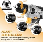 DEKOPRO 8V Cordless Drill, Drill Set with 3/8" Keyless Chuck, 42pcs Acessories, Built-in LED, Type-C Charge Cable, Grey Power Drill for Drilling and Tightening/Loosening Screws (Grey)