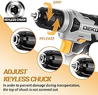 Vista 3 de Taladro inalámbrico DEKOPRO de 8 V, juego de taladro con mandril sin llave de 3/8 pulgadas, 42 piezas de accesorios, LED incorporado, cable de carga