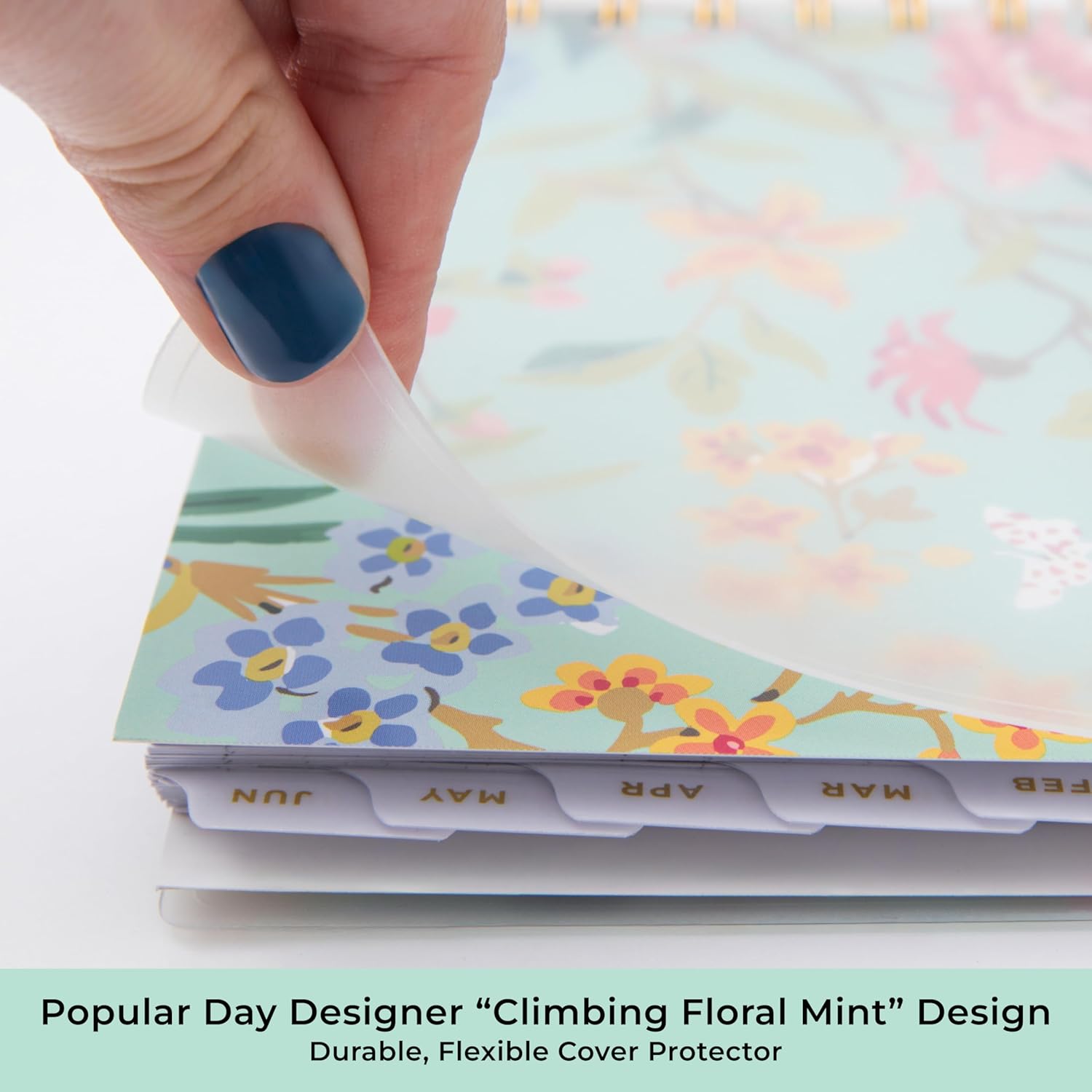 Blue Sky Day Designer 2026-2027 Monthly Academic Year Planner Calendar, July 2026 - June 2027, 8" x 10", Monthly Layout, Flexible Cover, Wirebound, Laminated Tabs, Climbing Floral Mint