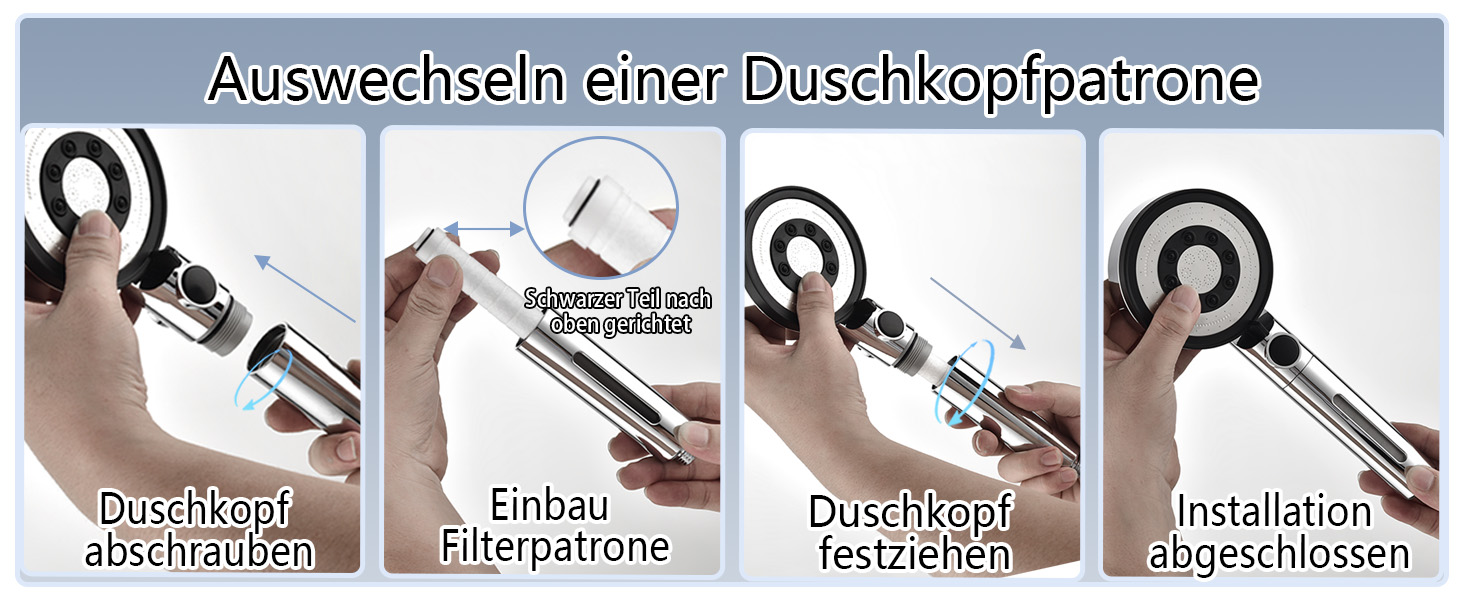 Nafall 3-Stück Duschkopf Filter Set - 3-lagiger PP Filter Mit Mineralkugeln Gegen Hartes Wasser