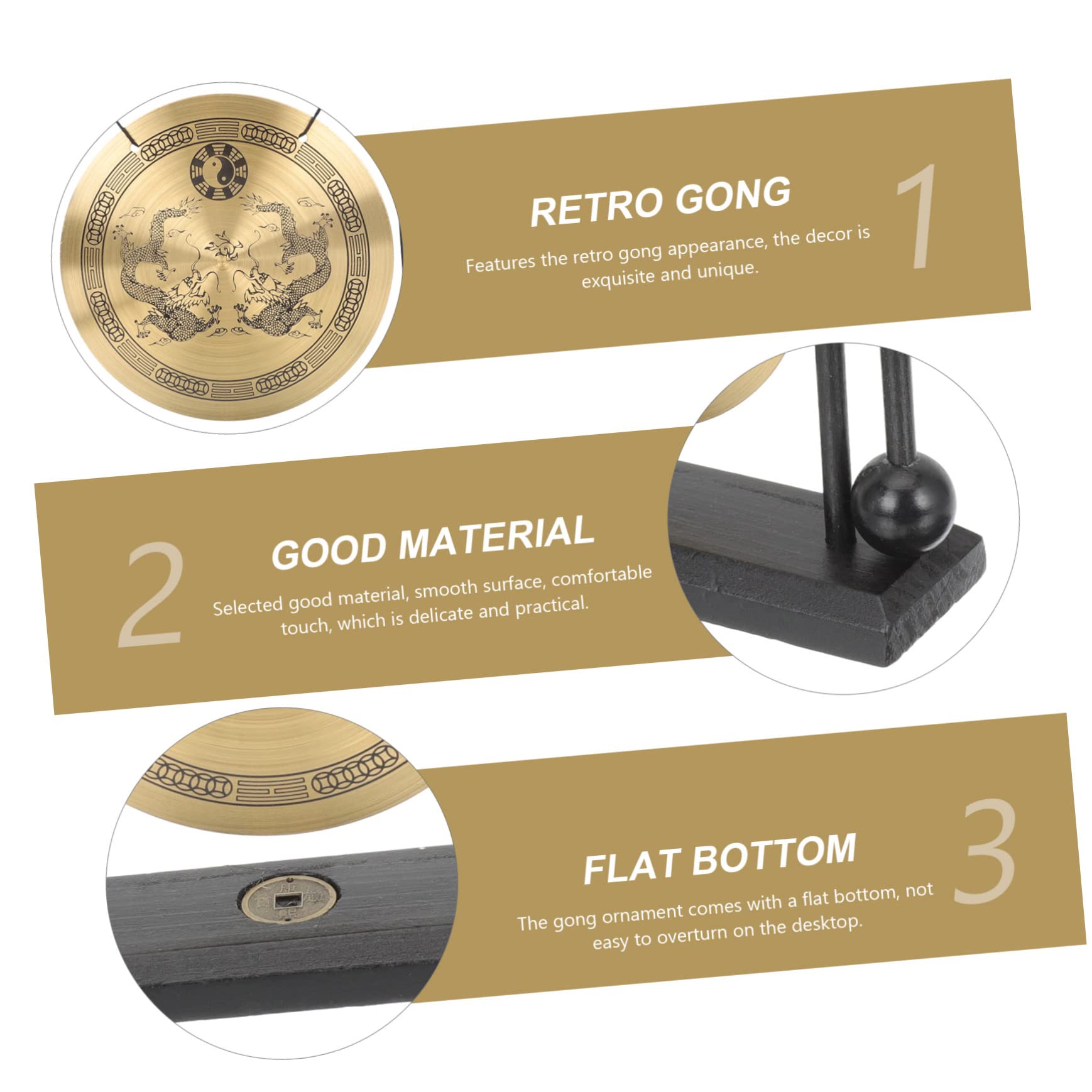 HEMOTON Zodiac Gong Adornment Chinese Ornament Gong Decor for Meditation Home Tabletop Decor Craft