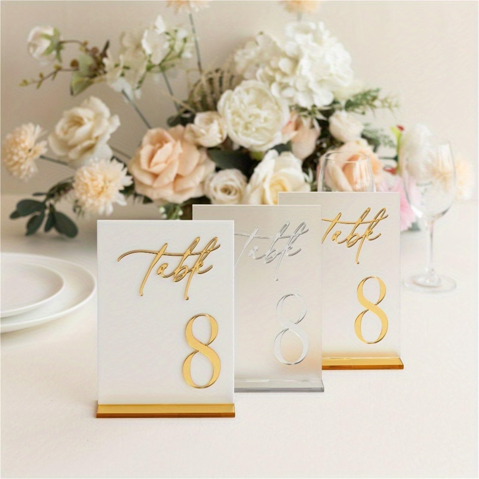 Tischnummer Halter 1-30 Digital Wedding Table Numbers Signs Seat Decoration 4.72*7.09 Inches Party Tischkartenhalter(Gold,Numbers1-15)