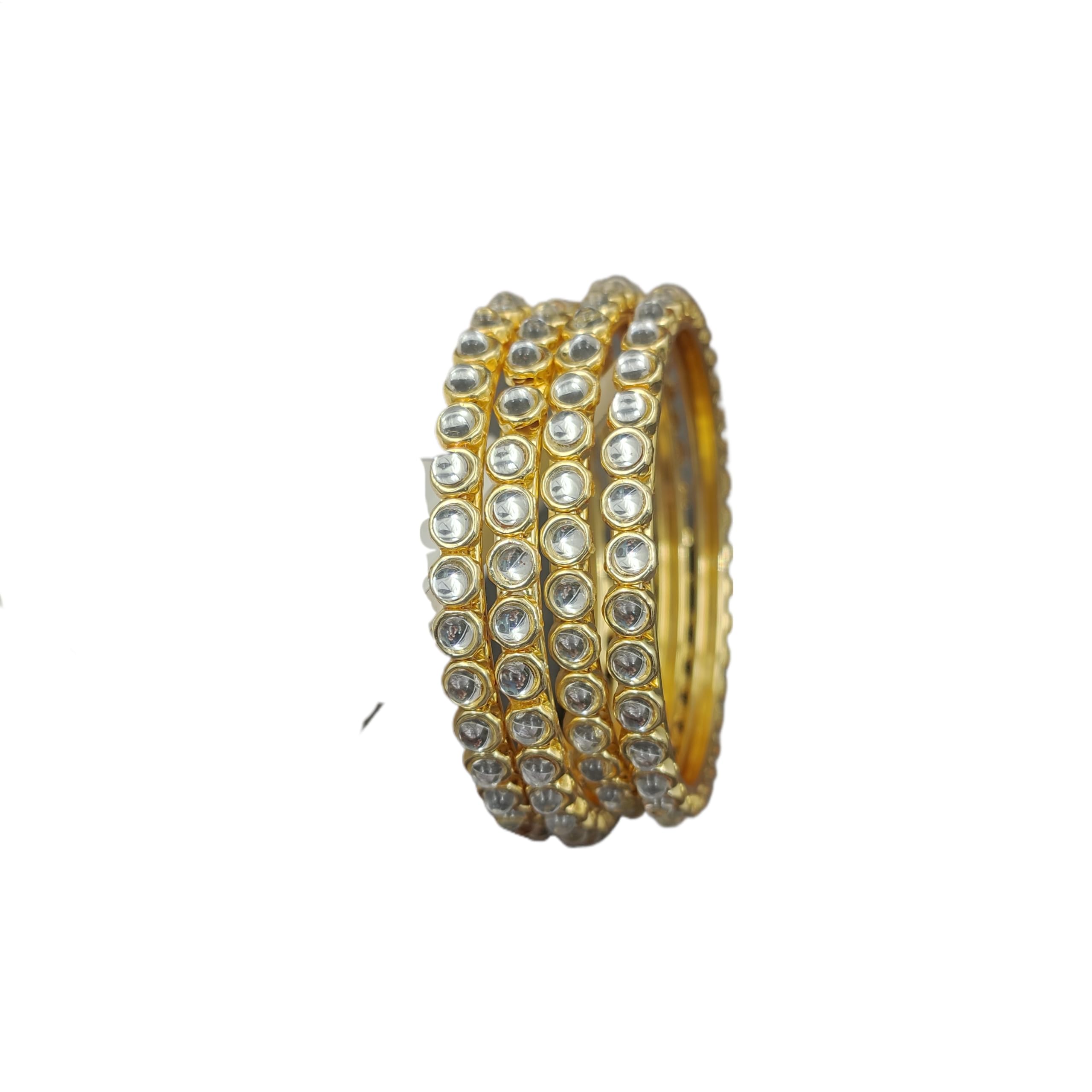 MEHAK CURATORS Kundan Traditional Gold Plated Bangles Kada Kangan for Women and Girls set of 4 (2.8) (B0D8QL615Y) Amazon Price History, Amazon Price Tracker