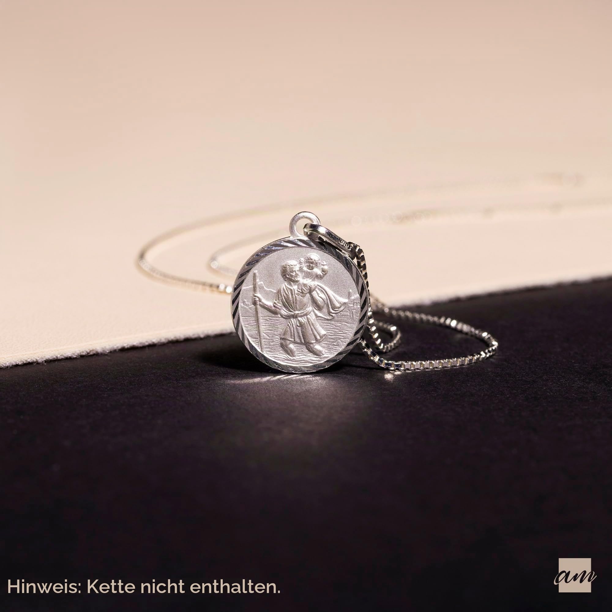 Amberta 925 Sterling Silber Medaille - Verschiedene Modelle - Anhänger mit dem Heiligen Christophorus - Religiöser Beschützer Talisman - Münze für Frauen und Männer