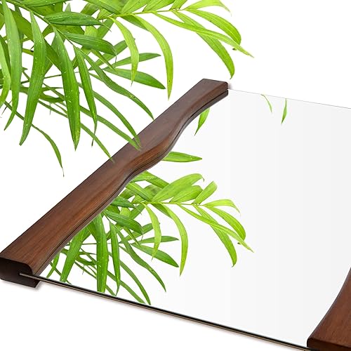 Miniatura 6 de Espejo rectangular de madera para baño con marco de madera de borde vivo, espejo asimétrico de 20 x 28 pulgadas, espejos de tocador para entrada,