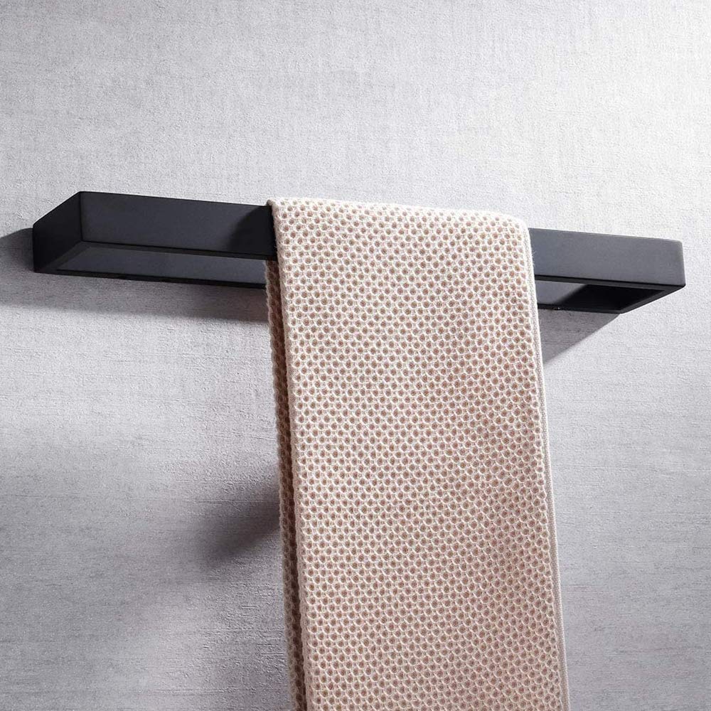 Toallero Baño Adhesivo Acero Inoxidable Toallero de Barra (Negro, Montaje con Tornillo 40CM)