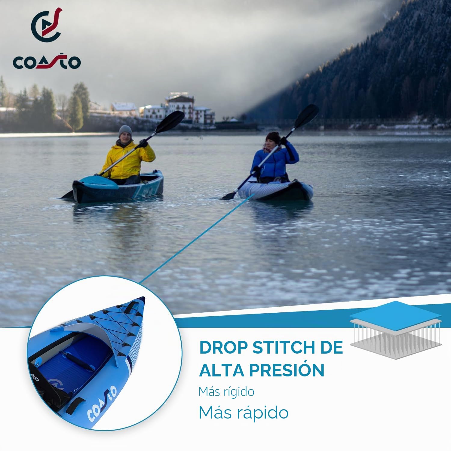 WattSUP Coasto Lotus Personas Kayak inflable Drop Stich Canoa Barco Kayak
