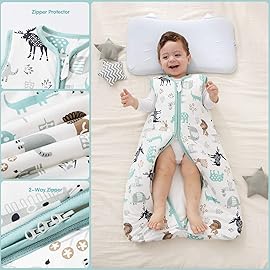 Mosebears Sleep Sack Baby Winter Wearable Blanket with 2-Way Zipper,2.5 TOG Cotton Sleep Sack Unisex (Deer, 12-18 Months)