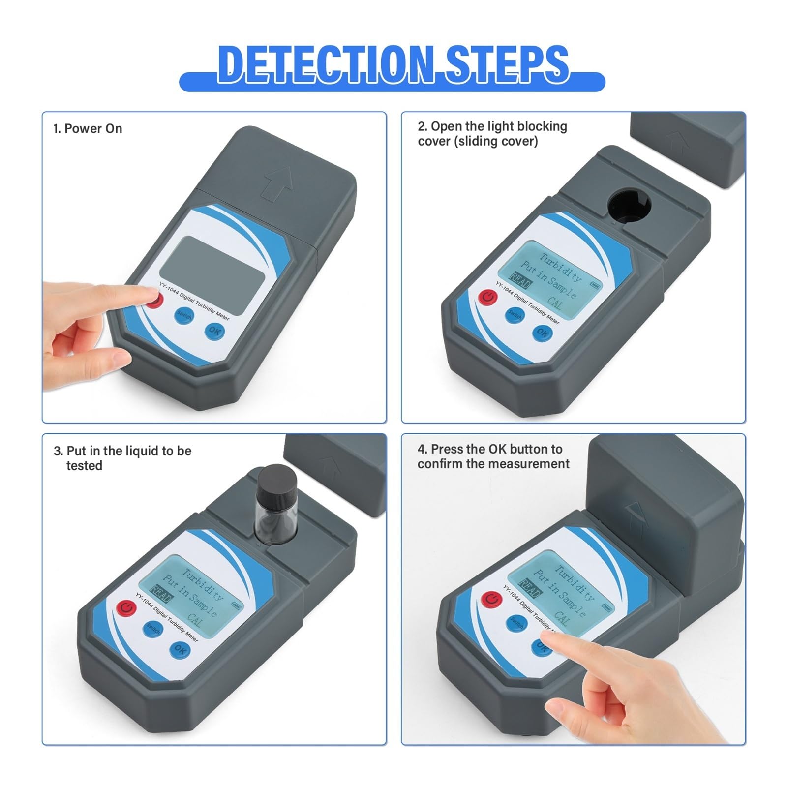 Misuratore di torbidità Tester digitale della qualità dell'acqua 0-1000 NTU Torbidimetro portatile for bere