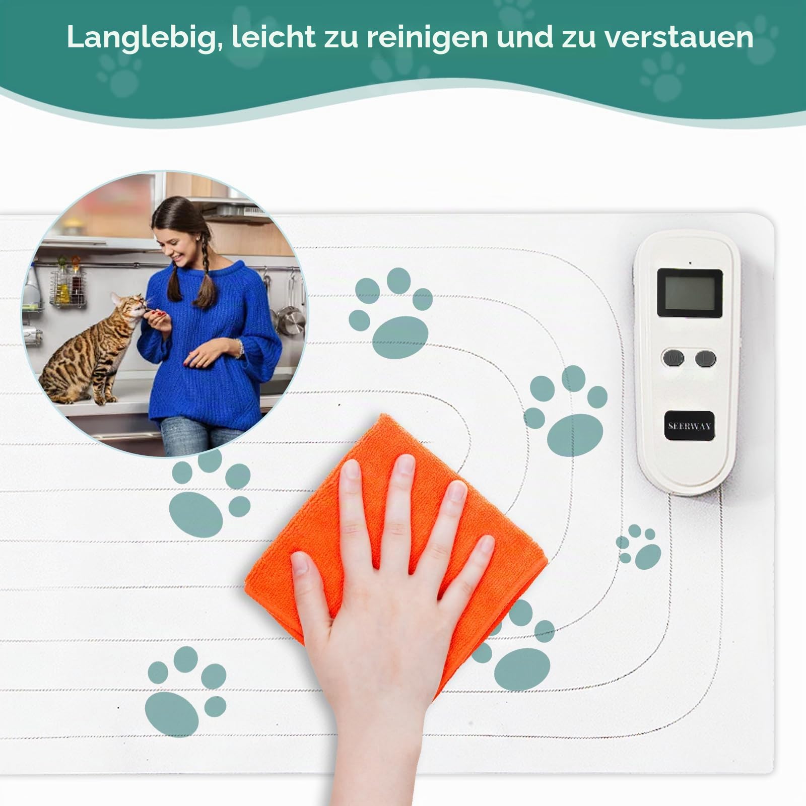 2 Stück wiederaufladbare Haustier-Stoßmatte, Scat-Matte für Hunde und Katzen mit 3 Modi, elektrische Trainingspad hält Haustiere von Couch, Sofa, Bett, Arbeitsplatte fern