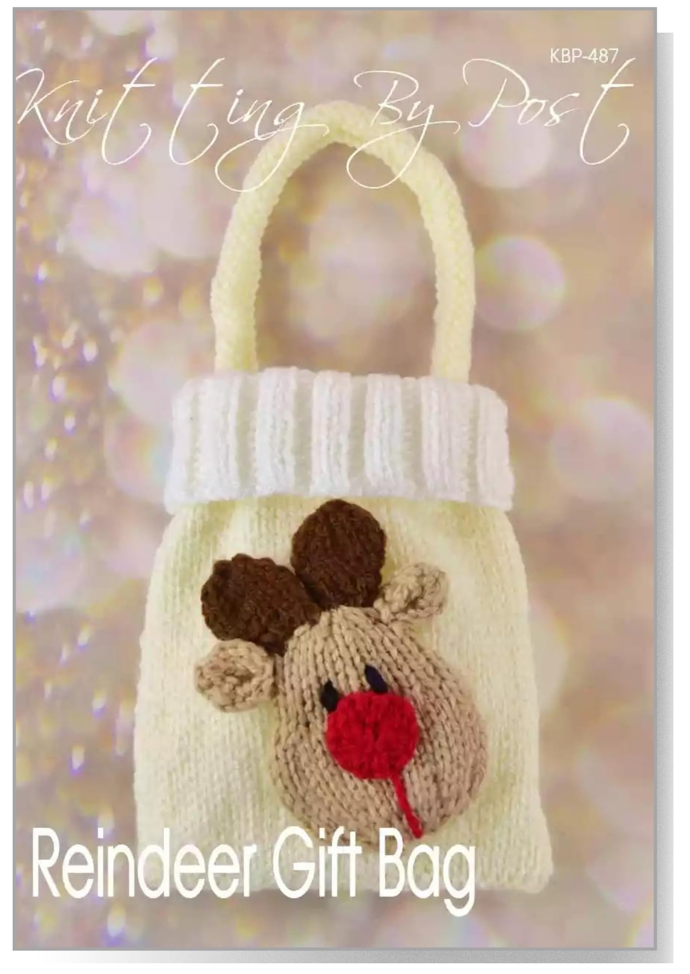 Knitting By Post White Knitting Pattern Leaflet For A Reindeer Gift Bag From Christmas Soft Toy A5 Leaflet