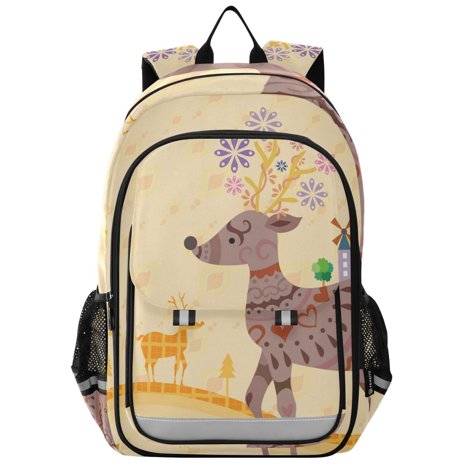 Vnurnrn Caricatura Lindo Bebé Ciervo Mochila Para Niños Niñas Escolar Mochilas Grande Reflectante Bolso de Escuela De Viaje Mujeres Hombres