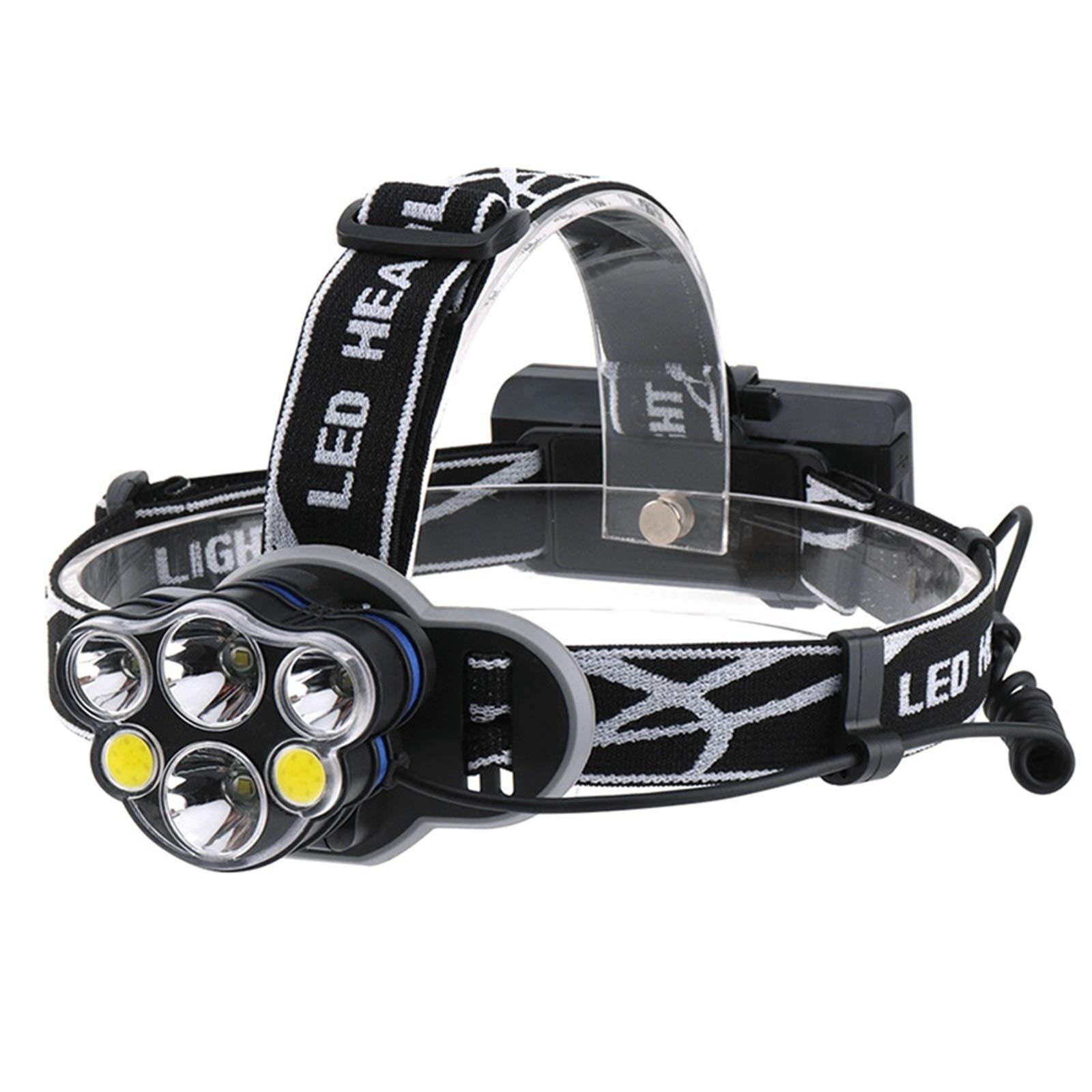 JKJN AYDD 6 LEDs Multifunctional Strong Headlight Night Fishing Warning USB Rechargeable Outdoor Headlight (Color : Headlight+USB Cable)