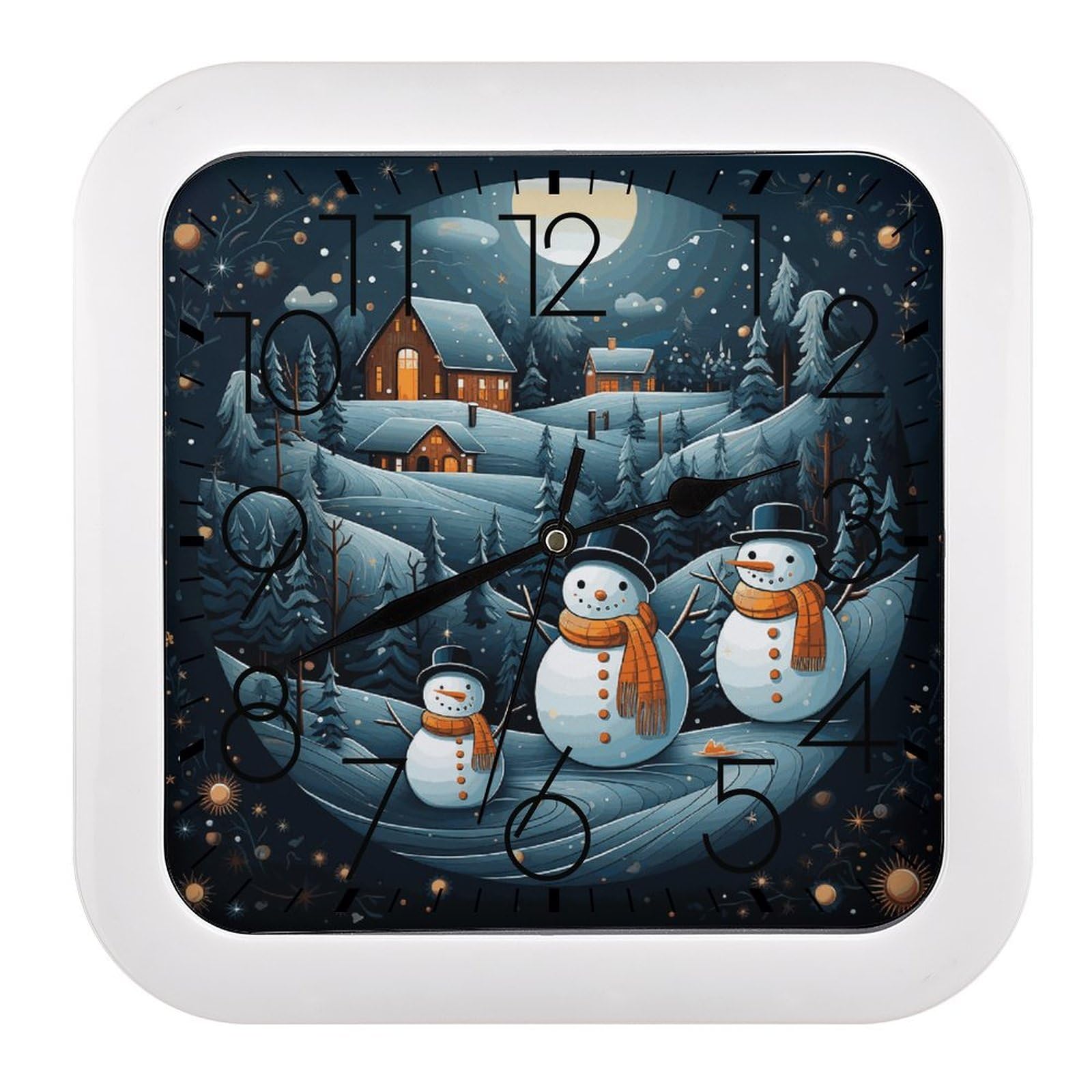 NTVOWPZO 10 Inch Wall Clock Christmas Santa Penguin Battery Operated Wall Clocks Silent Non-Ticking Square Wall Clock for Living Room Kitchen Home Office Wall Decorative Clocks