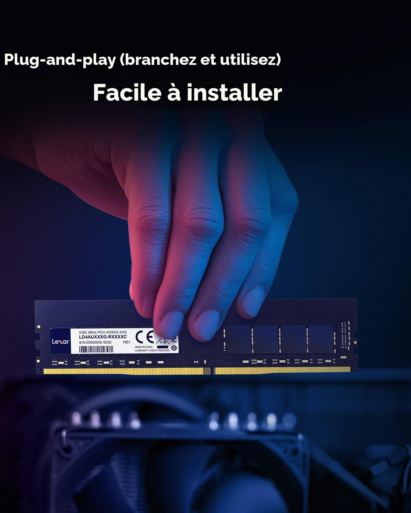Lexar DDR4 RAM 1x16Go 3200MHz CL22, 288 Broches UDIMM Mémoire PC