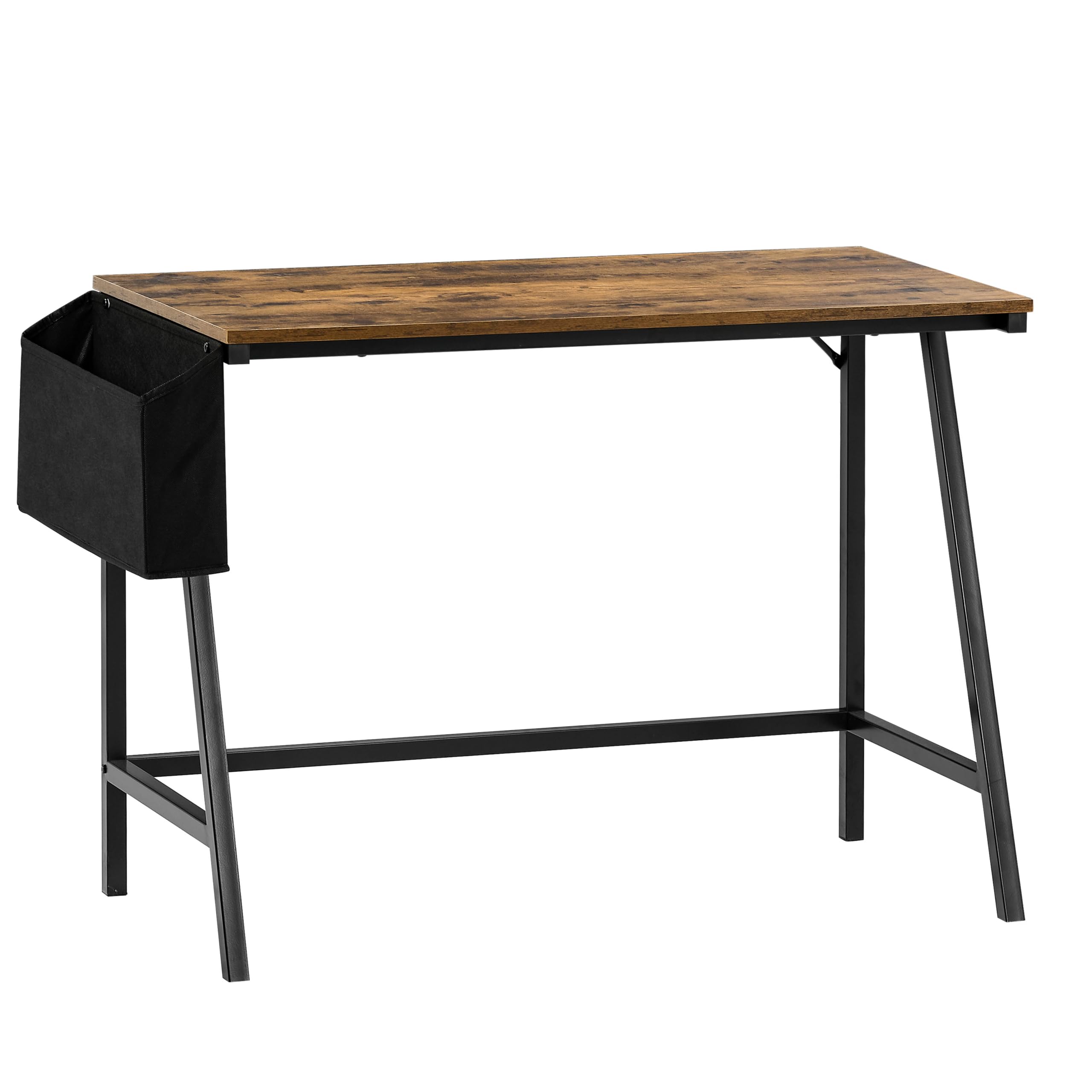 Vida Designs Brooklyn - Scrivania per computer piccola, 112 cm, con contenitore, per casa e ufficio, postazione di lavoro in stile industriale moderno (legno scuro)