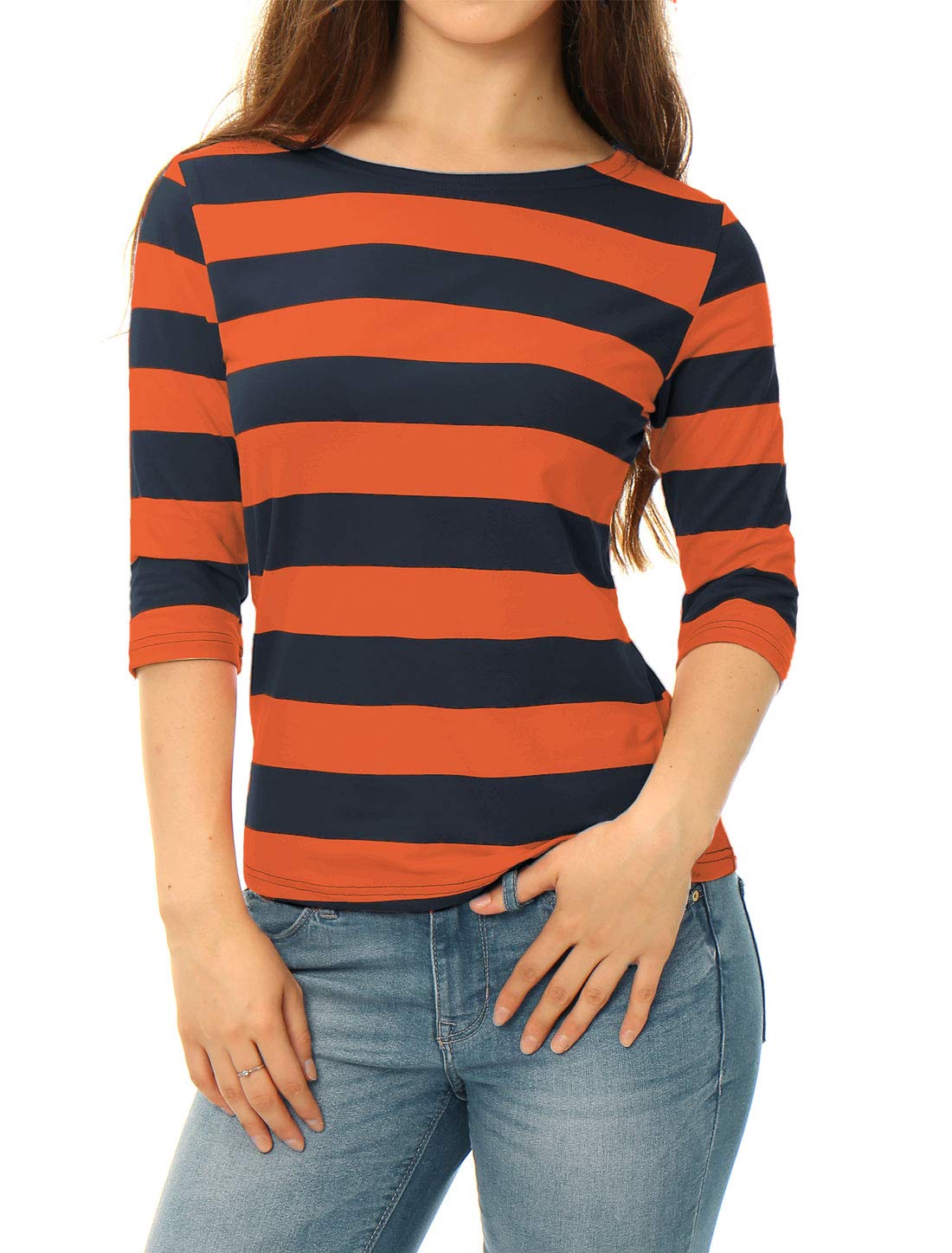 Allegra K Womens Striped Shirt Body Camicetta Donna