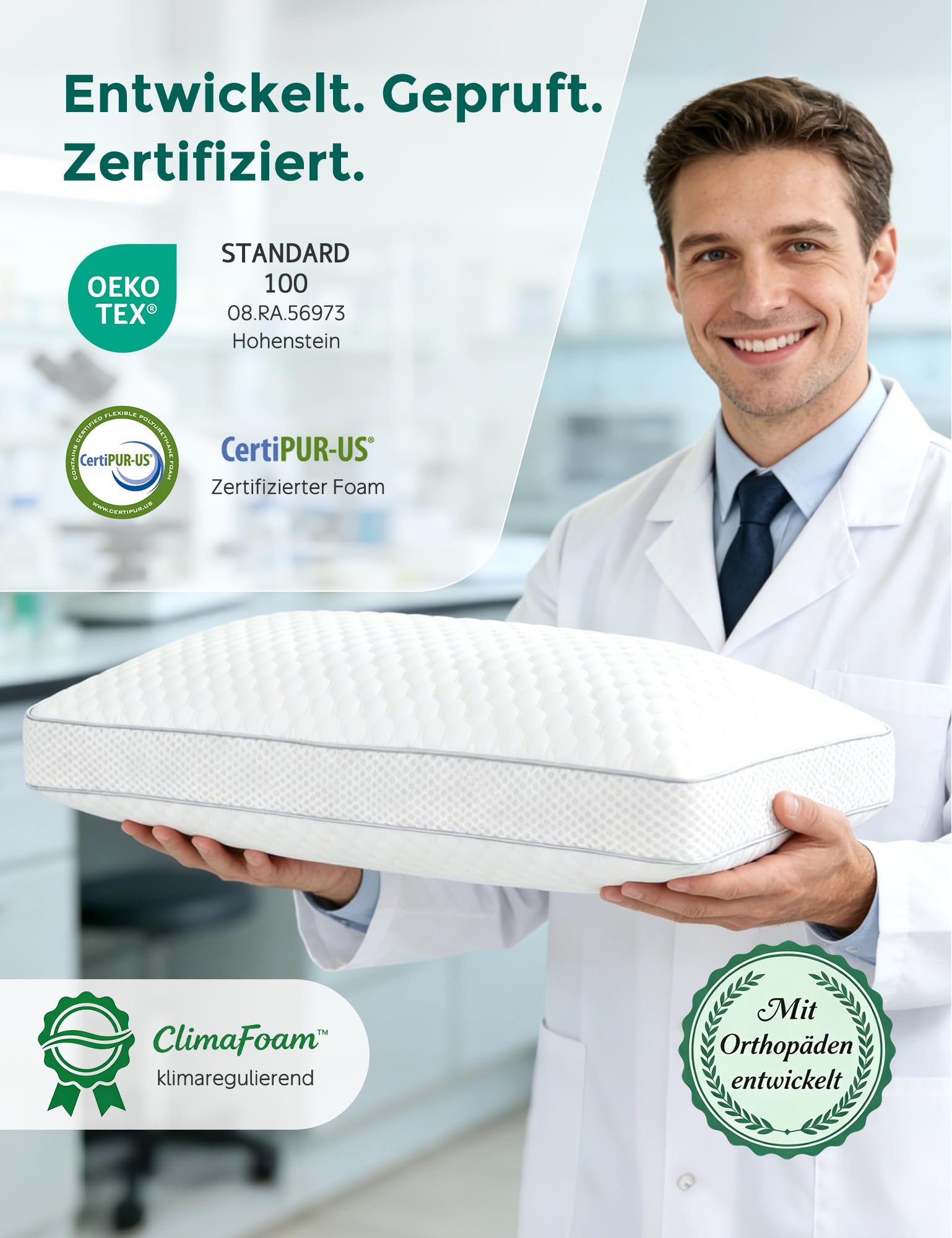 APSMILE Kopfkissen 50x75 cm - Memory Foam Kissen für Seitenschläfer & Mehr - Höhenverstellbares Schlafkissen mit hochwertiger Füllung gegen Nackenschmerzen - Atmungsaktiv - Abnehmbarer Bezug