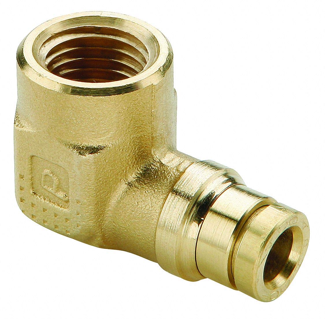 Parker Hannifin 170PMTNS-4-4 Brass Female Elbow Rigid 90 Degree Prestomatic Fitting, 1/4" Push-to-Connect Tube x 1/4" Female NPTF