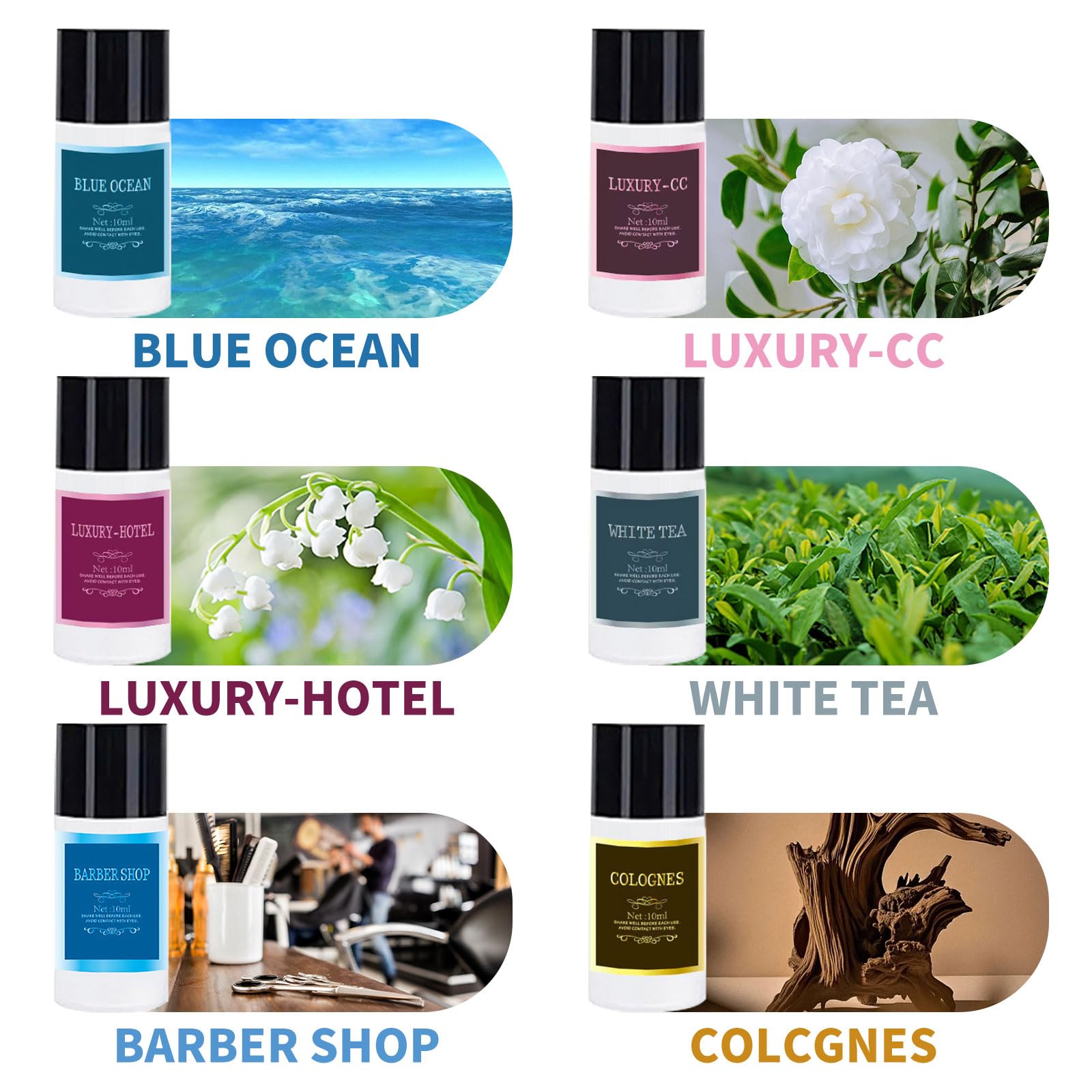 Désodorisant intelligent pour voiture, évents de voiture, aromathérapie de voiture, rechargeable, avec huile d'aromathérapie de Cologne, 10 parfums mixtes (sans diffuseur d'aromathérapie)