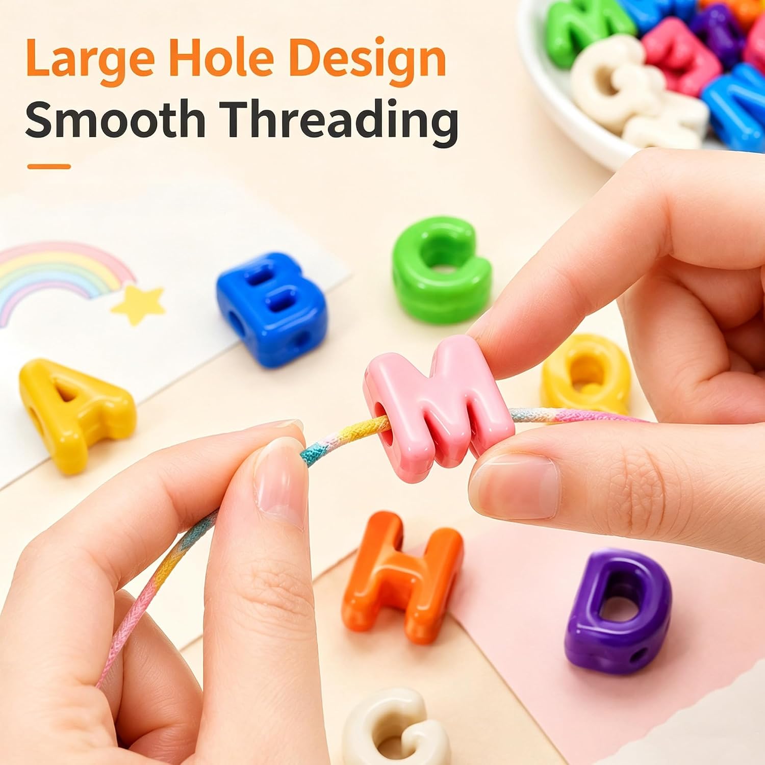 40 PCS Large Alphabet Letter Beads 3D Focal Bead Acrylic Loose for Jewelry Making Bracelet Necklaces Keychain Phone Bag Chain Key Chains(Mixed Color N) image 3