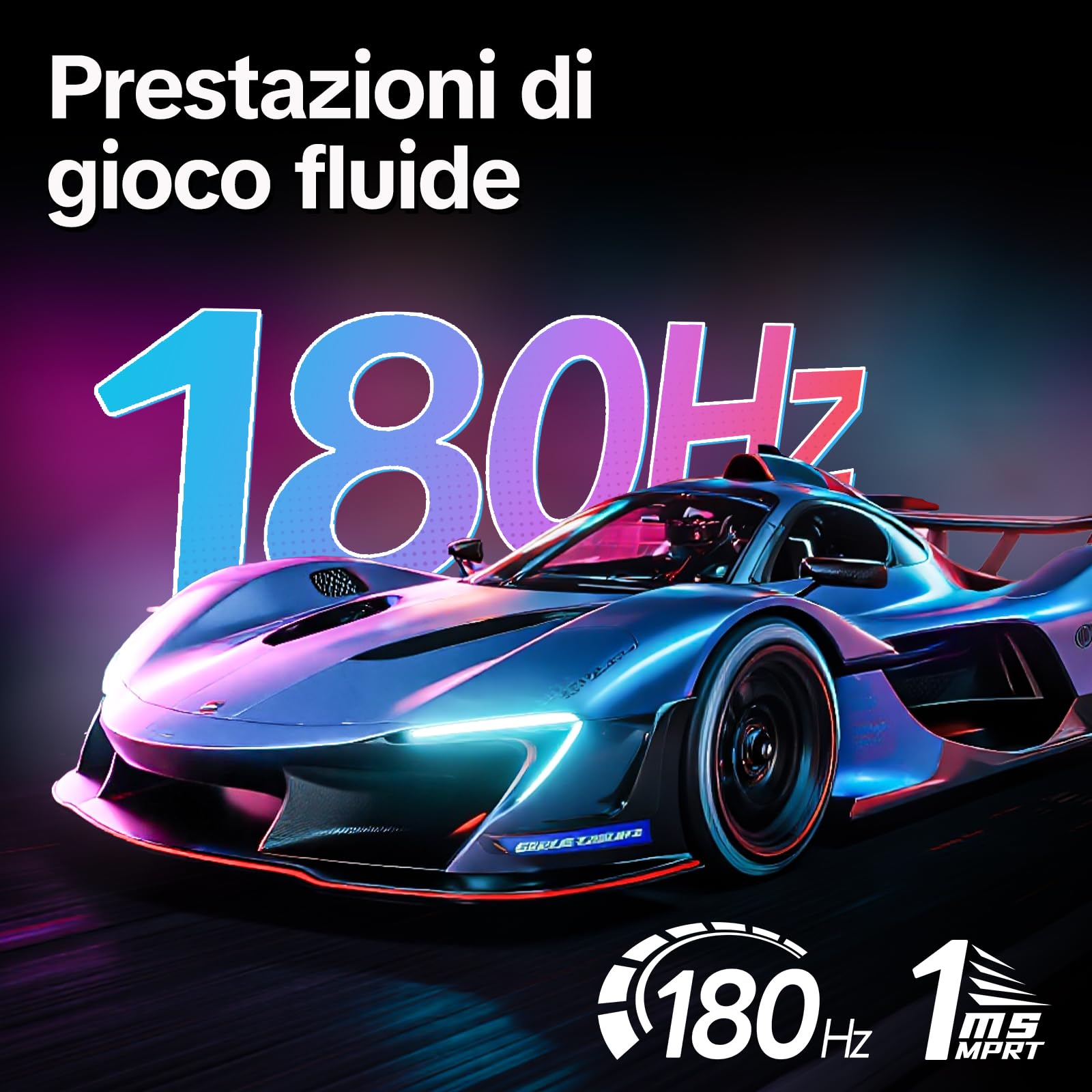 KOORUI Monitor da Gaming Curvo 24 Pollici 180Hz, 1ms, 1920x1080 FHD, 1500R, Adaptive-Sync, HDR10, VESA, cavi DP e HDMI inclusi
