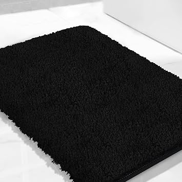 Black Bathroom Rugs 27.5"x19.6", Extra Soft Absorbent Thick Shaggy Bath Rugs, Non Slip Quick Dry Bath Mat, Machine Washable Bath Rugs for Bathroom, Microfiber Rugs for Shower Bathtubs