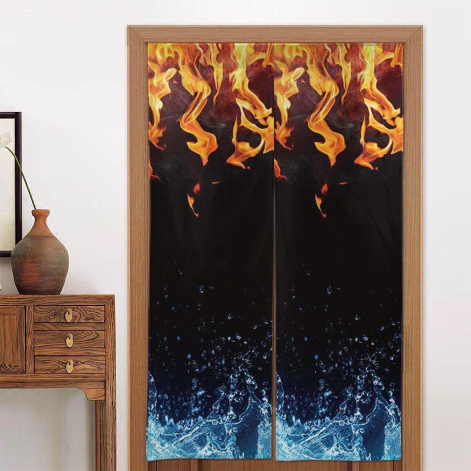Rideau japonais noren imprimé feu de glace BAFAFA séparateur de porte 86x142 cm