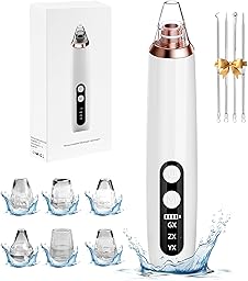 Porenreiniger Gesicht Mitesserentfernung, Porensauger Gesicht Mitesser Entferner Sauger Nase Akne Pickelsauger mit 3 Saugstufen und 6 Köpfe Blackhead Remover Pickelentferner
