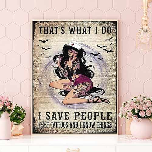 Miniatura 2 de UPABLUNSO Kits de pintura de diamantes para adultos, enfermera tatuada, vintage, encantador, arte completo, redondo, manualidades de diamantes para