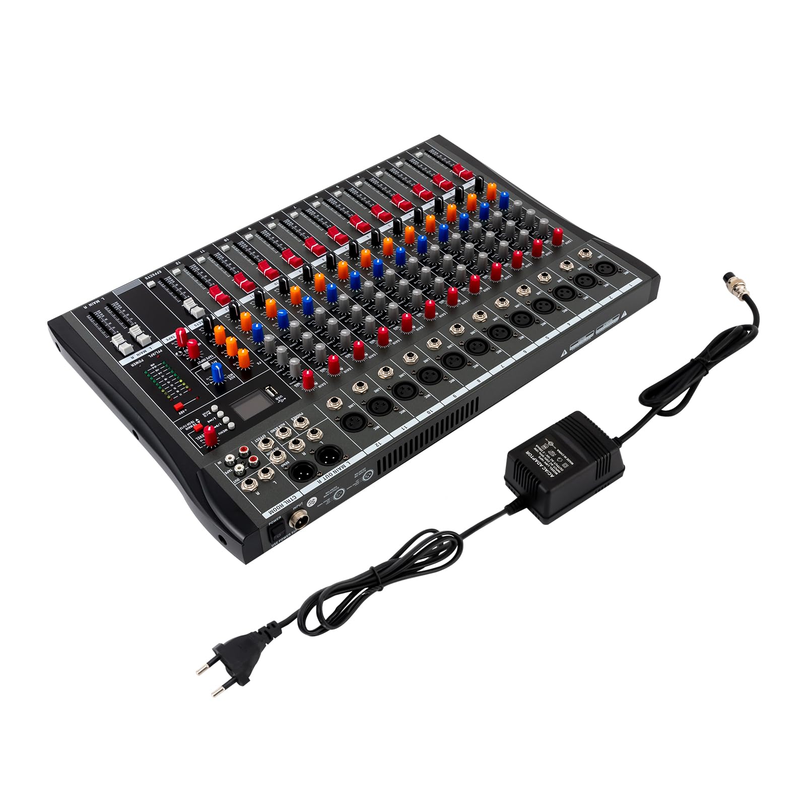 Mixer DJ a 12 canali, mixer DJ con LCD e Bluetooth, mixer audio multi-effetti, mixer con effetti per musica, commestibili, studi di registrazione, ecc