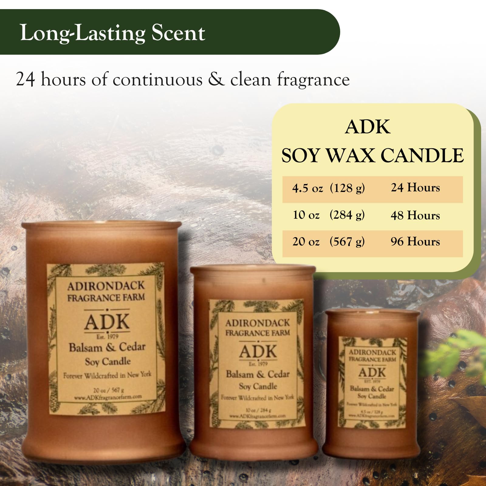 ADK - Vela perfumada de bálsamo y cedro, vela de aromaterapia natural de 4.5 onzas para decoración del hogar y decoración de cocina, velas de cera relajantes a base de plantas para regalo de Navidad