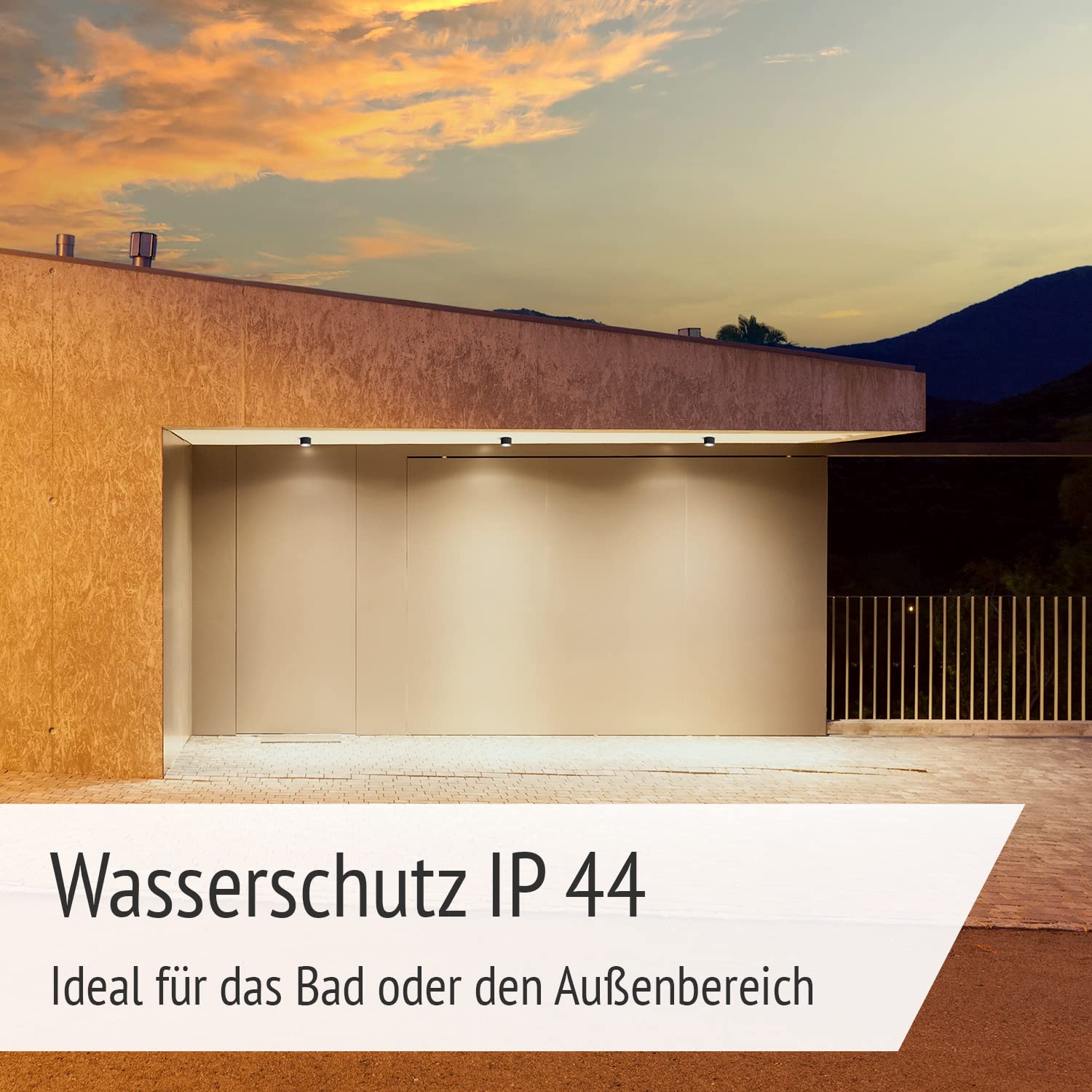 SSC-LUXon SMOL Aufbauspot 6er Set schwarz rund IP44 GU10 2W warmweiß Ø80mm | Sechs Deckenspots IP44 schwarz - warmweiß, für Bad, Küche & Flur, innen & außen, spritzwassergeschützt, inkl. GU10 LED
